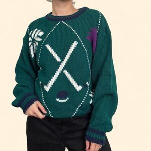 Green Hockey Knit Sweater